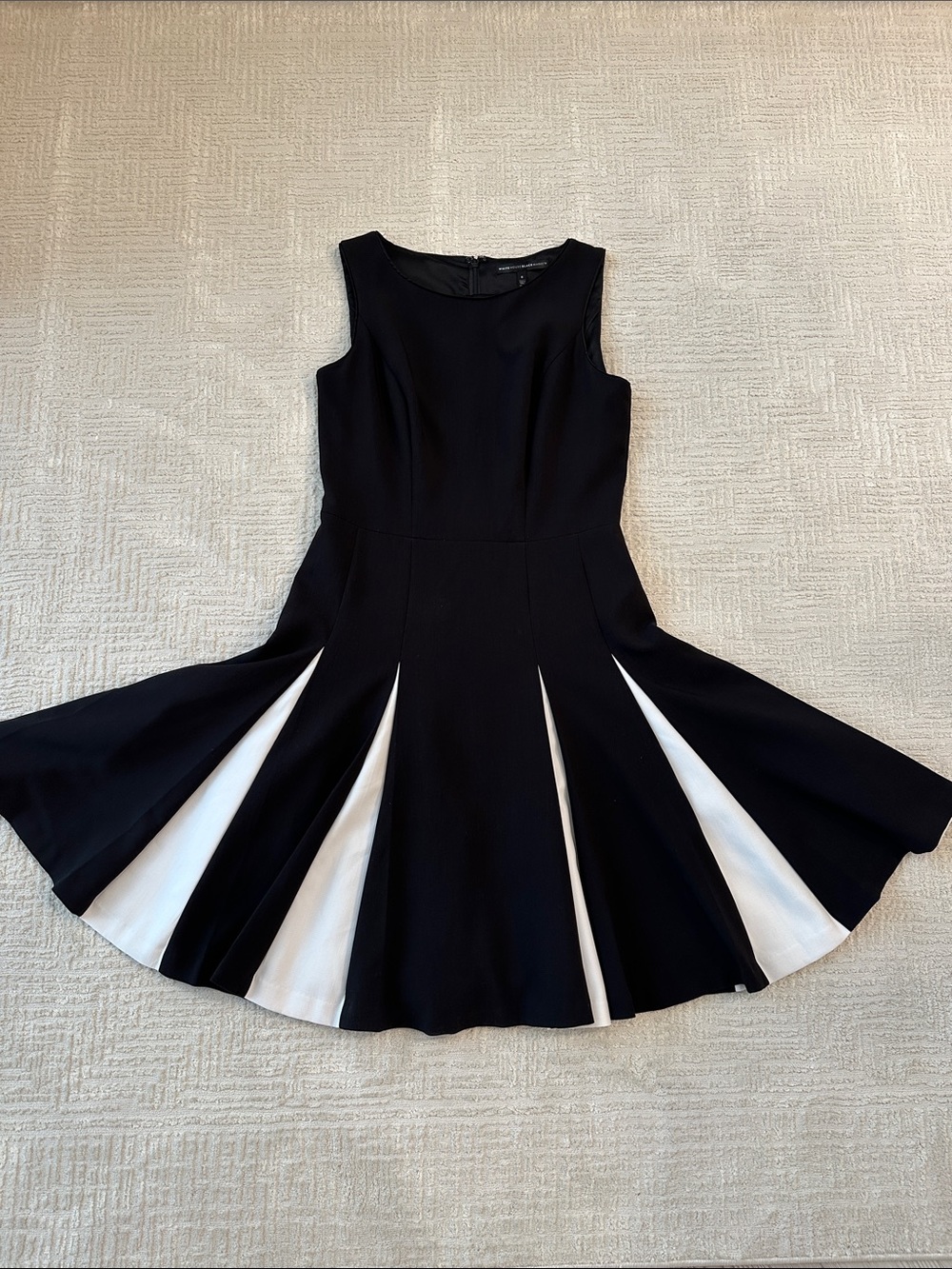 White House Black Market Black Fit-and-Flare Dress with White Panel Insets